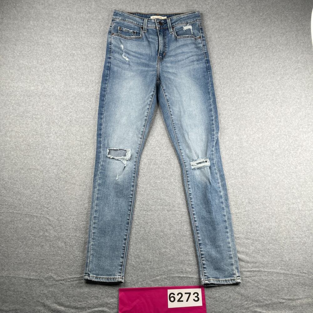 Levis 721 High Rise Skinny Denim Jeans Womens Size 27x30 Light Wash Distressed